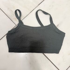 ALO YOGA RIBBED BRA TANK, SIZE SMALL, DARK GRAY/ GRAPHITE